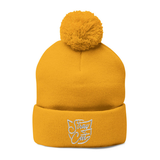 Stray Cat Logo Pom-Pom Knit Cap